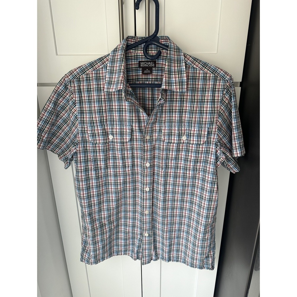 Michael Kors Men's Short Sleeve Button Down Multicolored Size M